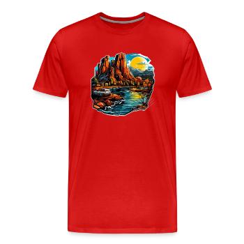 Landskap - Illustration - Organic T-shirt Ekologisk premium-T-shirt herr - röd - Fram - Damien (186cm)