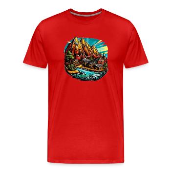 Landskap - Illustration - Organic T-shirt Ekologisk premium-T-shirt herr - röd - Fram - Damien (186cm)