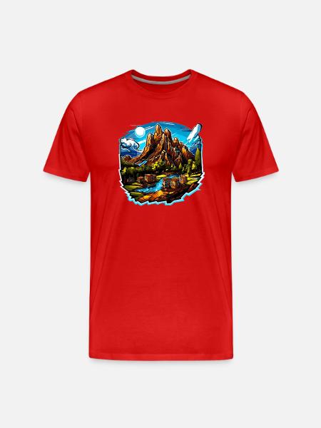 Landscape - Illustration - Men's Premium Organic T-Shirt - red