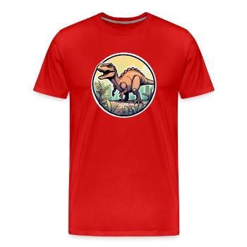 dinosaure dessin animé - T-shirt bio Premium Homme - rouge - Devant - Damien (186cm)