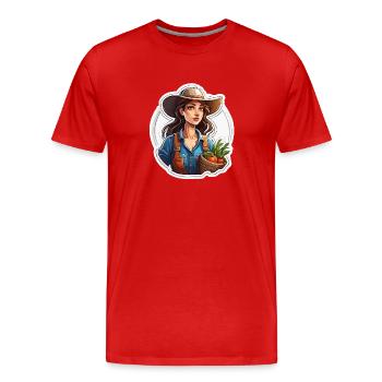 Farmer / Farmer / Farm / Harvest / Woman - Men's Premium Organic T-Shirt - red - Front - Damien (186cm)
