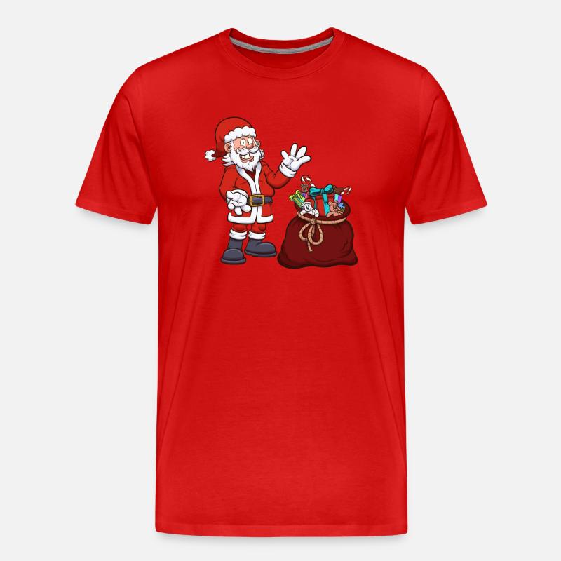 Weihnachtsmann mit Geschenktüte - Männer Premium Bio T-Shirt - Rot
