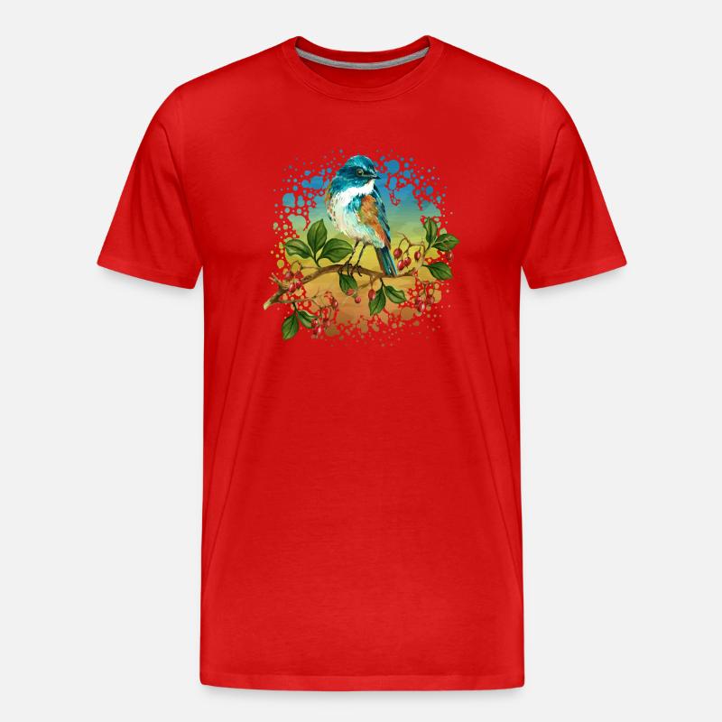 Bunter Vogel - Männer Premium Bio T-Shirt - Rot