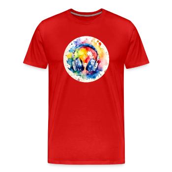 Casque audio coloré Musique - T-shirt bio Premium Homme - rouge - Devant - Damien (186cm)