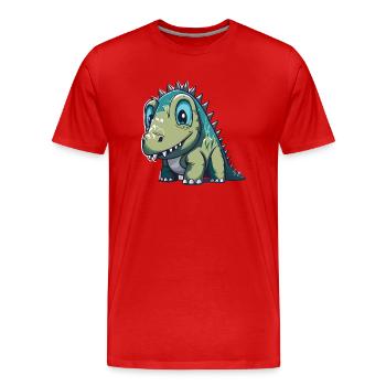 Freundlicher Dino - Männer Premium Bio T-Shirt - Rot - Vorne - Damien (186cm)