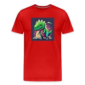 T-Rex dangereux - T-shirt bio Premium Homme - rouge - Devant - Damien (186cm)