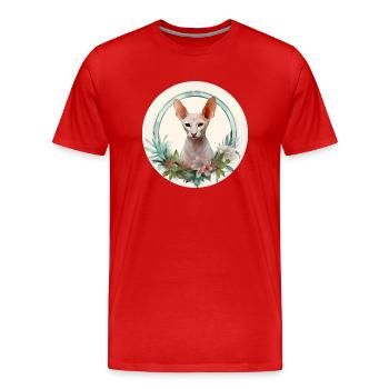 Orientalische Kurzhaarkatze Boho-Stil, Liebeskatzen - Männer Premium Bio T-Shirt - Rot - Vorne - Damien (186cm)