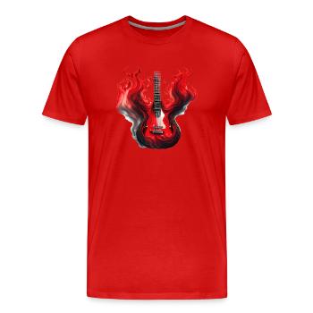 guitar, plucked instrument, guitarist, musical instrument - Men's Premium Organic T-Shirt - red - Front - Damien (186cm)