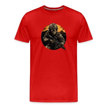 Army soldier Soldat Logo - Männer Premium Bio T-Shirt - Rot - Vorne - Damien (186cm)