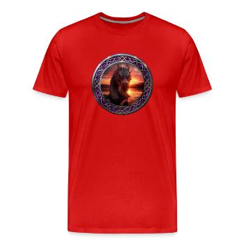 Dragon celtic violet aquatique - T-shirt bio Premium Homme - rouge - Devant - Damien (186cm)