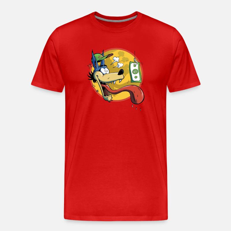 Gieriger Wolf - Männer Premium Bio T-Shirt - Rot
