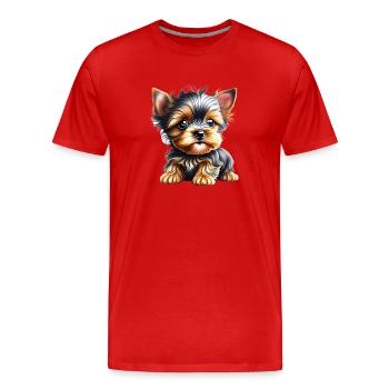 Yorkshire Terrier chiot chien propriétaire chien - T-shirt bio Premium Homme - rouge - Devant - Damien (186cm)