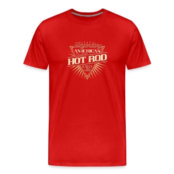 Conception de T-shirt Hot Rod américain - T-shirt bio Premium Homme - rouge - Devant - Damien (186cm)