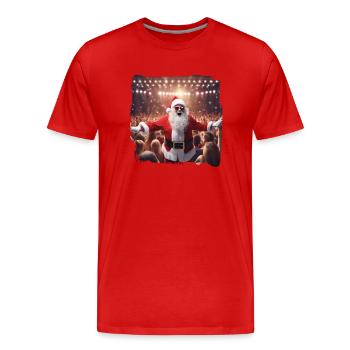 Père Noël de fête - Père Noël sur la piste de danse - T-shirt bio Premium Homme - rouge - Devant - Damien (186cm)