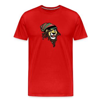 Löwe mit Dreadlocks Rastafari - Männer Premium Bio T-Shirt - Rot - Vorne - Damien (186cm)