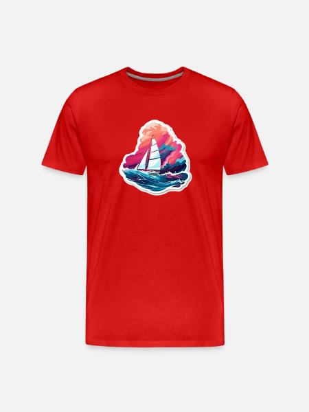 Sailboat - illustration - Men's Premium Organic T-Shirt - red