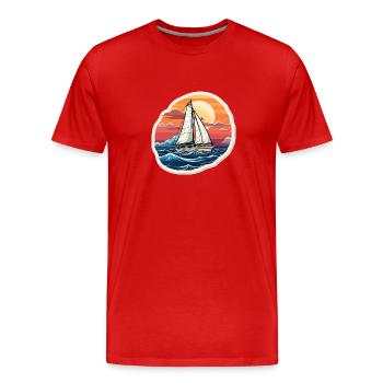Voilier - illustration - T-shirt bio Premium Homme - rouge - Devant - Damien (186cm)