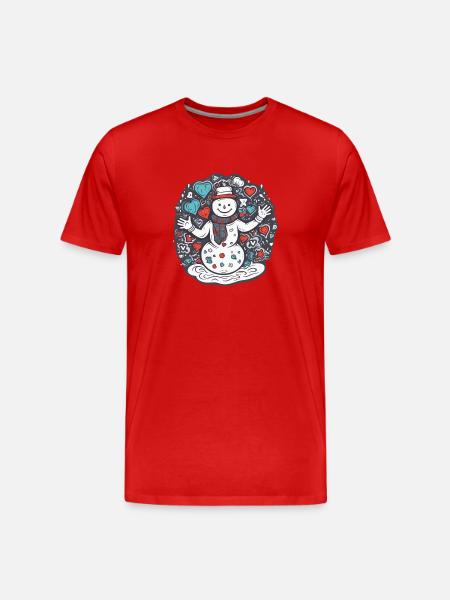 Schneemann - Männer Premium Bio T-Shirt - Rot