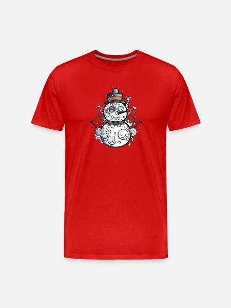 Schneemann - Männer Premium Bio T-Shirt - Rot