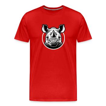Rhinoceros, Cute Animal Children - Men's Premium Organic T-Shirt - red - Front - Damien (186cm)