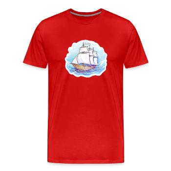 Sailboat - illustration - Men's Premium Organic T-Shirt - red - Front - Damien (186cm)