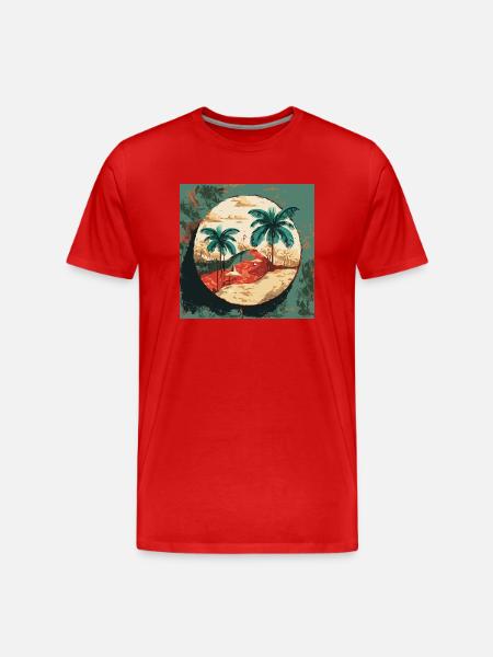Palmiers à Cuba - T-shirt bio Premium Homme - rouge
