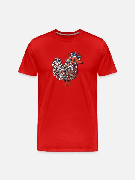 Gockel Hahn - Männer Premium Bio T-Shirt - Rot