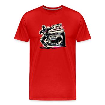 Boombox & Breakdance 3 - Männer Premium Bio T-Shirt - Rot - Vorne - Damien (186cm)