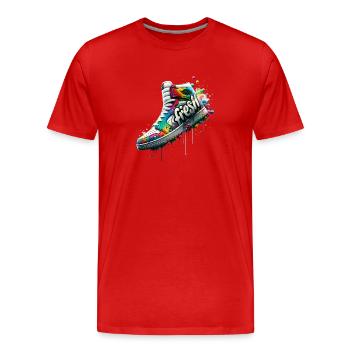 Graffiti Sneaker Splash - Men's Premium Organic T-Shirt - red - Front - Damien (186cm)