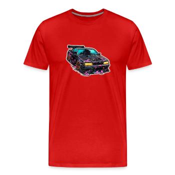 Voiture - Illustration - T-shirt bio Premium Homme - rouge - Devant - Damien (186cm)