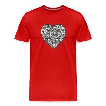 Herz Liebe - Männer Premium Bio T-Shirt - Rot - Vorne - Damien (186cm)