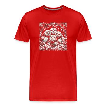 Enchanting Snowy Owl Family - Men's Premium Organic T-Shirt - red - Front - Damien (186cm)