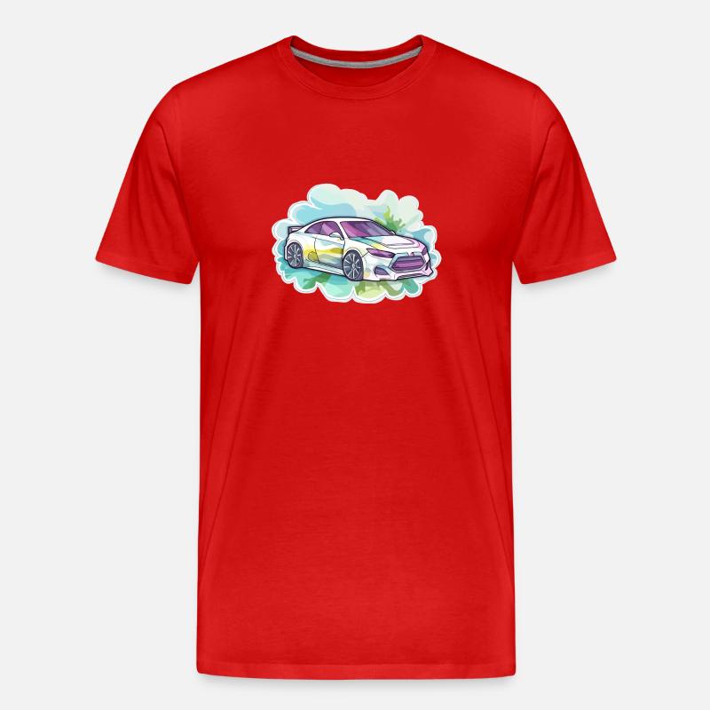 Auto - Illustration - Männer Premium Bio T-Shirt - Rot