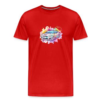 Voiture - Illustration - T-shirt bio Premium Homme - rouge - Devant - Damien (186cm)