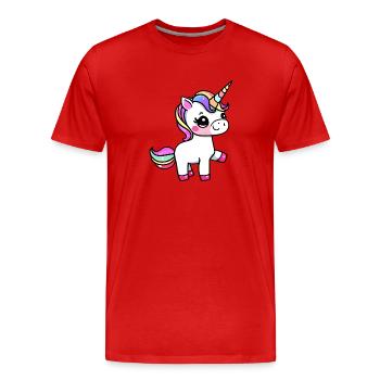 Unicorn Mythical Beast Girl Unicorns - Men's Premium Organic T-Shirt - red - Front - Damien (186cm)