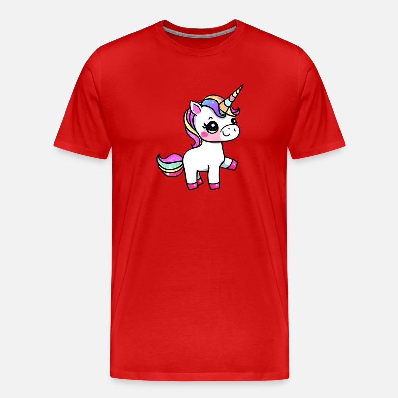 Einhorn Fabeltier Mädchen Einhörner - Männer Premium Bio T-Shirt - Rot