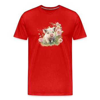 COCHON - T-shirt bio Premium Homme - rouge - Devant - Damien (186cm)