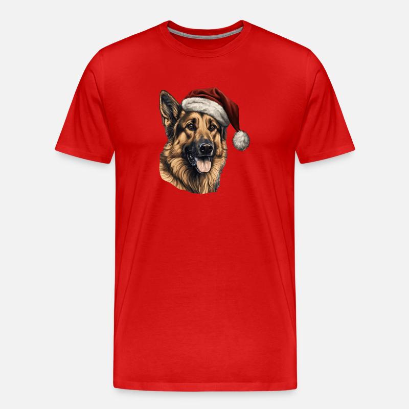 German Shepherd Merry Christmas - Männer Premium Bio T-Shirt - Rot