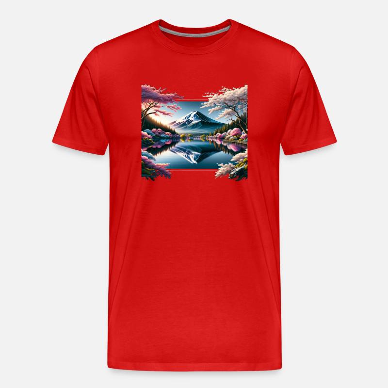 Spiegelung Des Fuji-berges - Männer Premium Bio T-Shirt - Rot