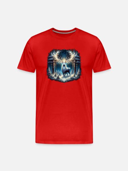 Enchanted forest reindeer - Men's Premium Organic T-Shirt - red