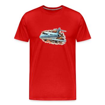 Flugzeug - Illustration - Männer Premium Bio T-Shirt - Rot - Vorne - Damien (186cm)