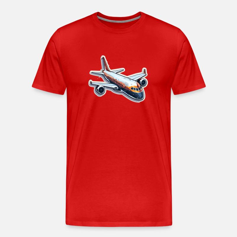 Flugzeug - Illustration - Männer Premium Bio T-Shirt - Rot