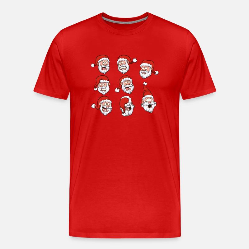 Weihnachtsmann-Gesichter - Männer Premium Bio T-Shirt - Rot