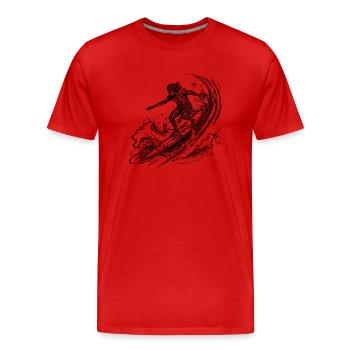 Wellen Surfen Ozean Surfbrett Wassersport Design - Männer Premium Bio T-Shirt - Rot - Vorne - Damien (186cm)