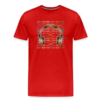Earphone - Men's Premium Organic T-Shirt - red - Front - Damien (186cm)