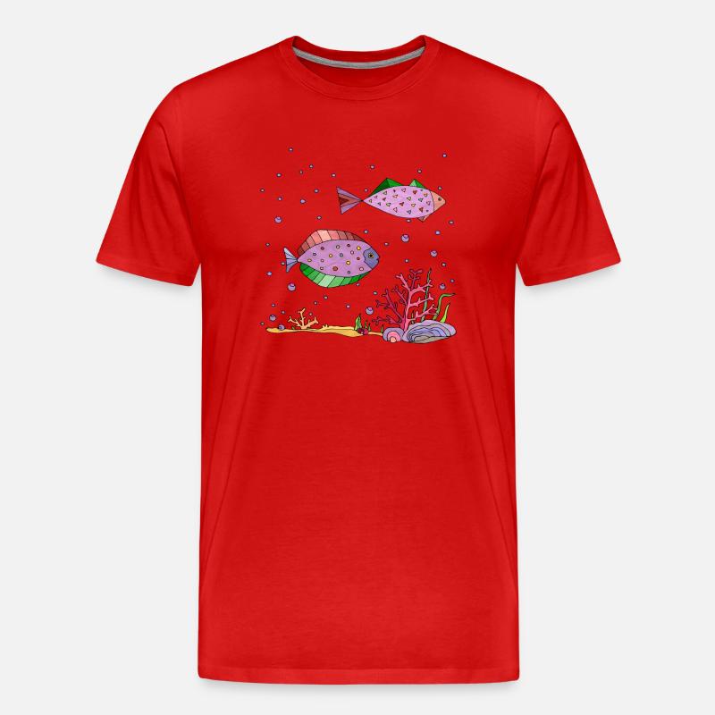 Fische - Männer Premium Bio T-Shirt - Rot