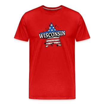Wisconsin - États-Unis - États-Unis d’Amérique - T-shirt bio Premium Homme - rouge - Devant - Damien (186cm)