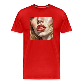 belles lèvres féminines rouge à lèvres noir dessin comique - T-shirt bio Premium Homme - rouge - Devant - Damien (186cm)