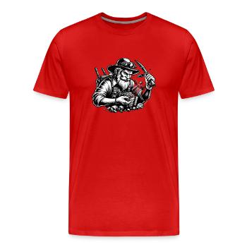 Homme barbu cool - T-shirt bio Premium Homme - rouge - Devant - Damien (186cm)
