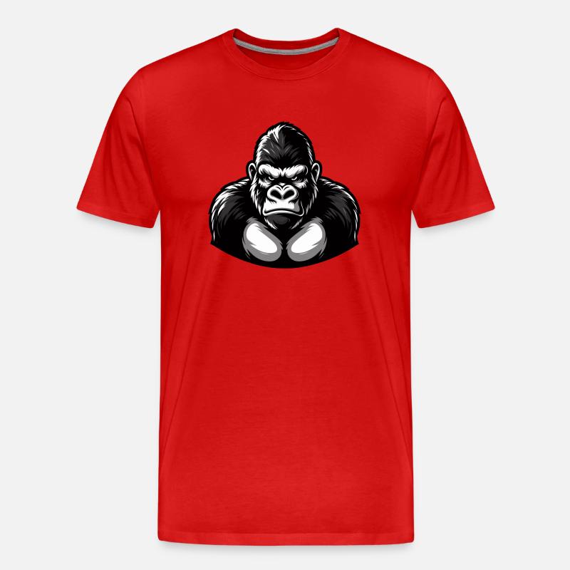 Kraftvoller Schwarz-Weiß-Gorilla - Männer Premium Bio T-Shirt - Rot